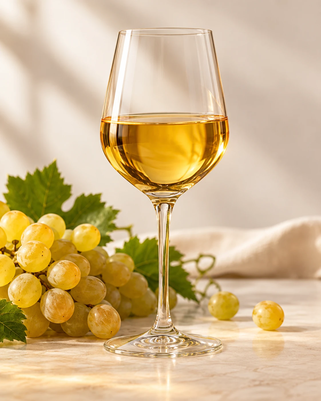 Calice di Malvasia dorata con uva servito al Ristorantino Pizzeria Leone a Palermo